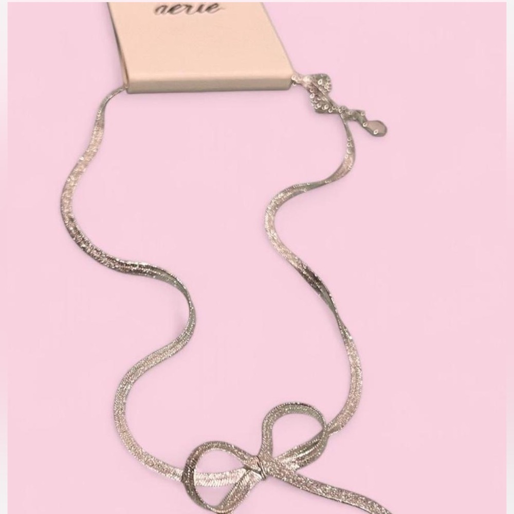 Aerie Silver Bow Necklace